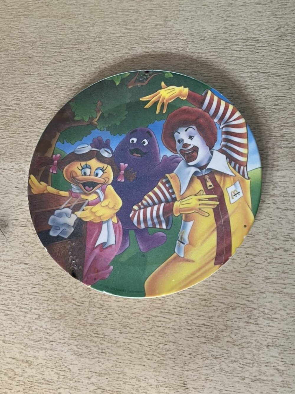 Vintage 1991 McDonald's 8" Collectors Character Plate: Ronald, Birdie & Grimace